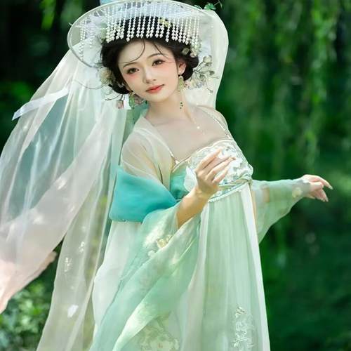 古风拍照道具网纱流苏帷帽斗笠女