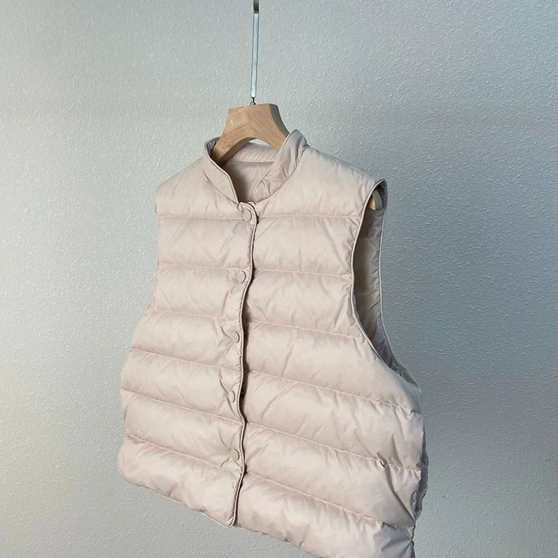 鹅绒 简约基础款中式小立领白鹅绒内胆马甲多色女25新款秋冬包邮