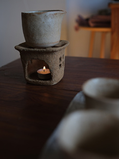 椿｜原创手作耐火泥炭炉烧水煮茶炉加热炉复古粗陶炉温热咖啡牛奶