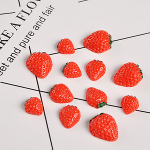 日系半面草莓 树脂草莓配件 DIY奶油手机壳配饰 大中小三款