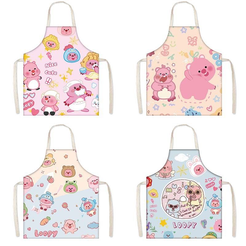 LOOPY可爱小海狸围裙家居防污围裙粉色卡通厨房烘焙清洁袖罩衣,家庭/个人清洁工具,围裙,淘宝优惠券,粉丝福利购,淘宝优惠卷