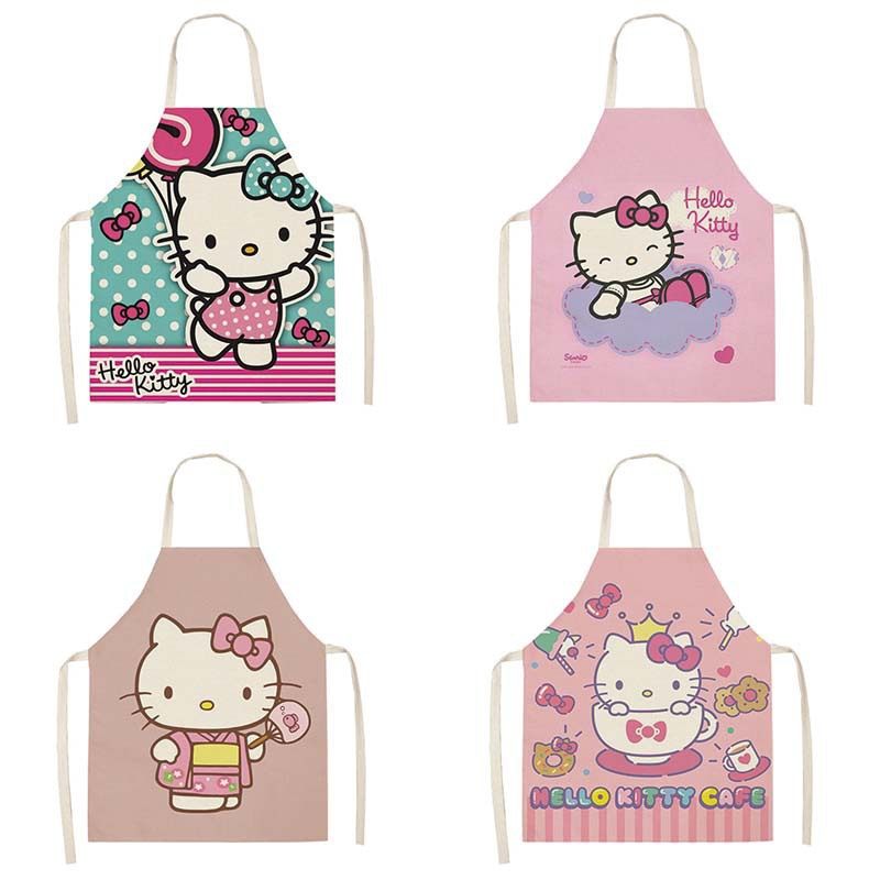 卡通哈喽KT儿童围裙棉麻粉色系猫咪儿童清洁围裙工厂直销围兜,家庭/个人清洁工具,围裙,淘宝优惠券,粉丝福利购,淘宝优惠卷