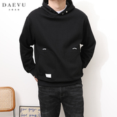 廓版 落肩大号潮胖子加肥加大码 男士 DAEVU春秋新款 连帽卫衣帽衫