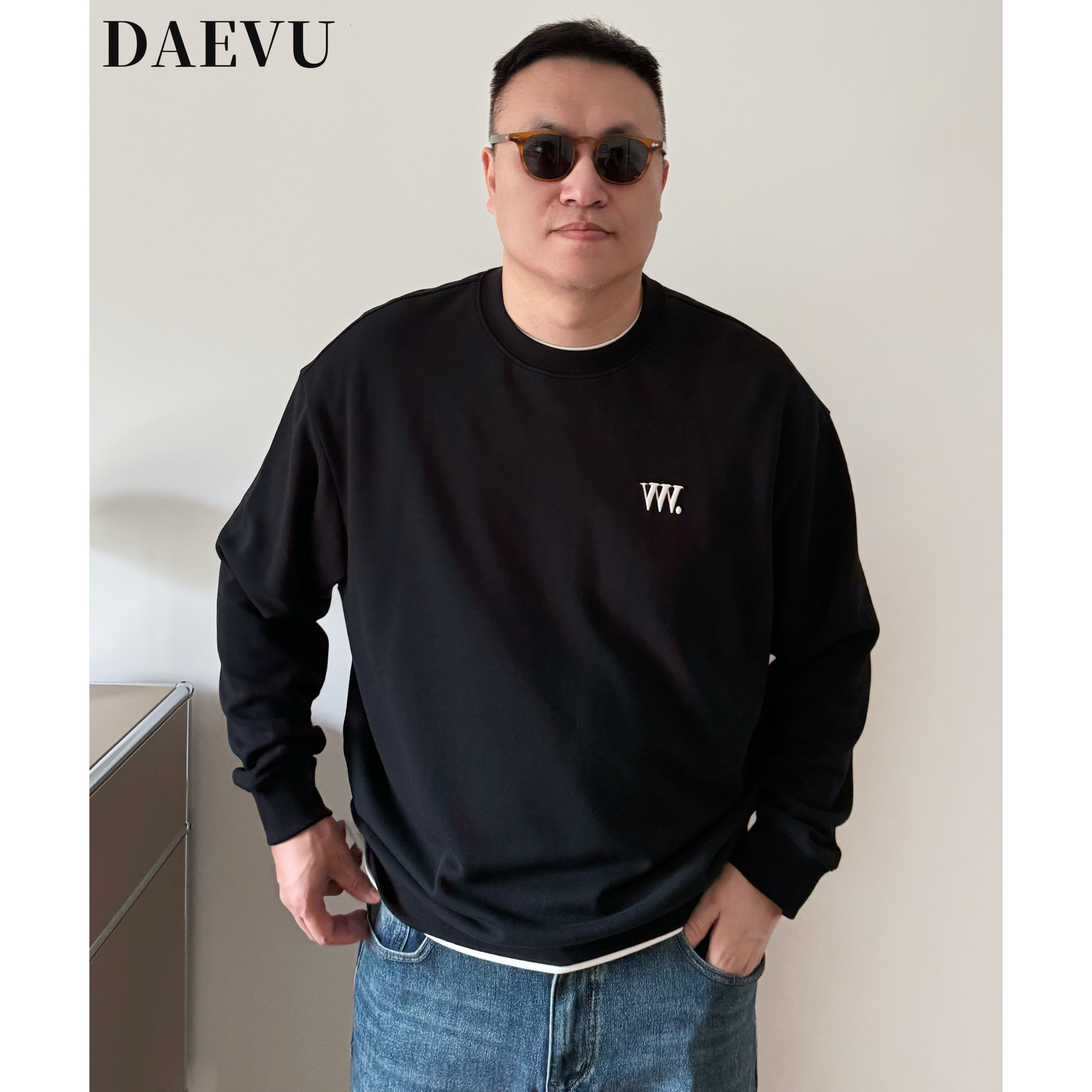 胖子加肥加大码圆领长袖卫衣