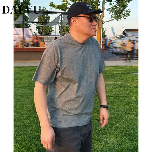 大依无忧大码男装夏季深花灰潮胖子加肥加大男士圆领短袖T恤半袖