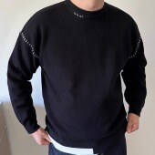 DAEVU大码 圆领针织毛衣 手缝线设计感潮胖人加肥加大男款 男装 冬款