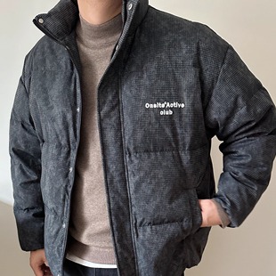 DAEVU大码男装冬季90鸭绒潮胖子加肥加大男士短款立领雪山羽绒服