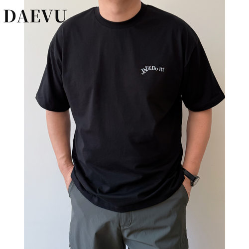 DAEVU大码男装夏季趣味宽松潮胖子加肥加大男士圆领短袖T恤半袖