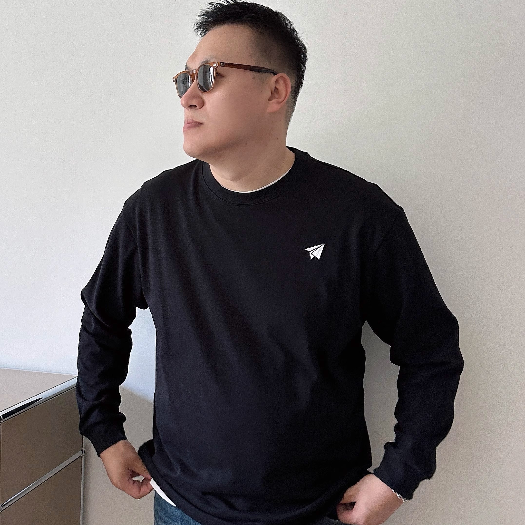 DAEVU加肥加大春秋圆领长袖T恤