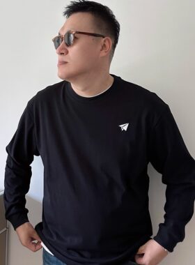 DAEVU加肥加大春秋圆领长袖T恤