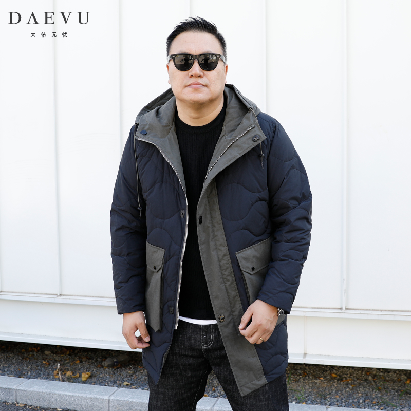 复古潮胖子大号加肥连帽羽绒服