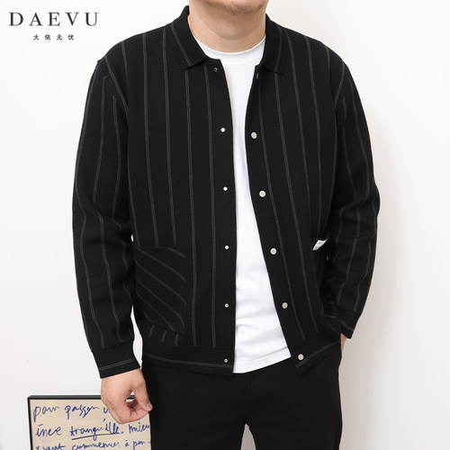 daevu新款竖条加肥加大码外套