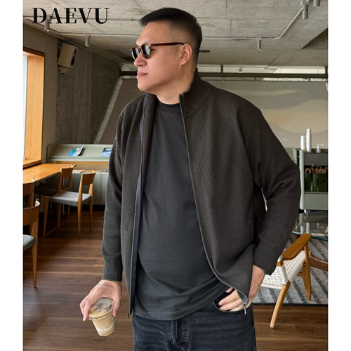 大依无忧大码立领拉链开衫毛衣