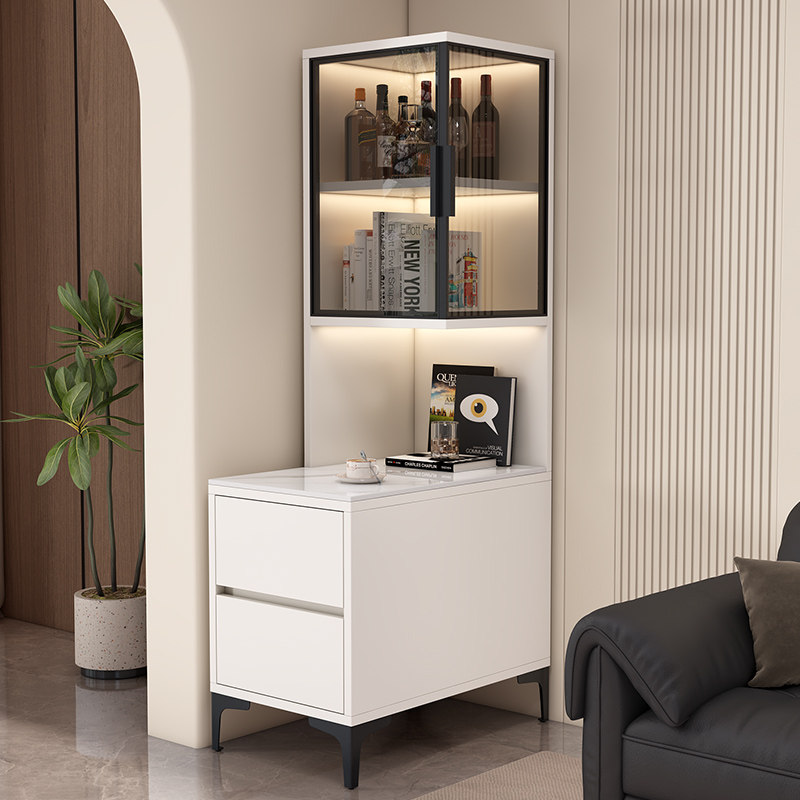 岩板沙发边柜侧边柜客厅家用边几高柜现代简约角柜轻奢实木质边几