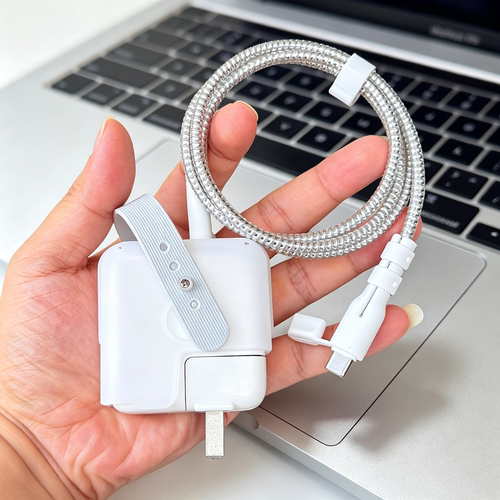 适用苹果Macbook pro M1 61W充电器壳30W 67W双C数据线保护套绕绳