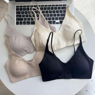挂脖内衣性感细肩带交叉美背无痕隐形无钢圈舒适透气露背聚拢文胸