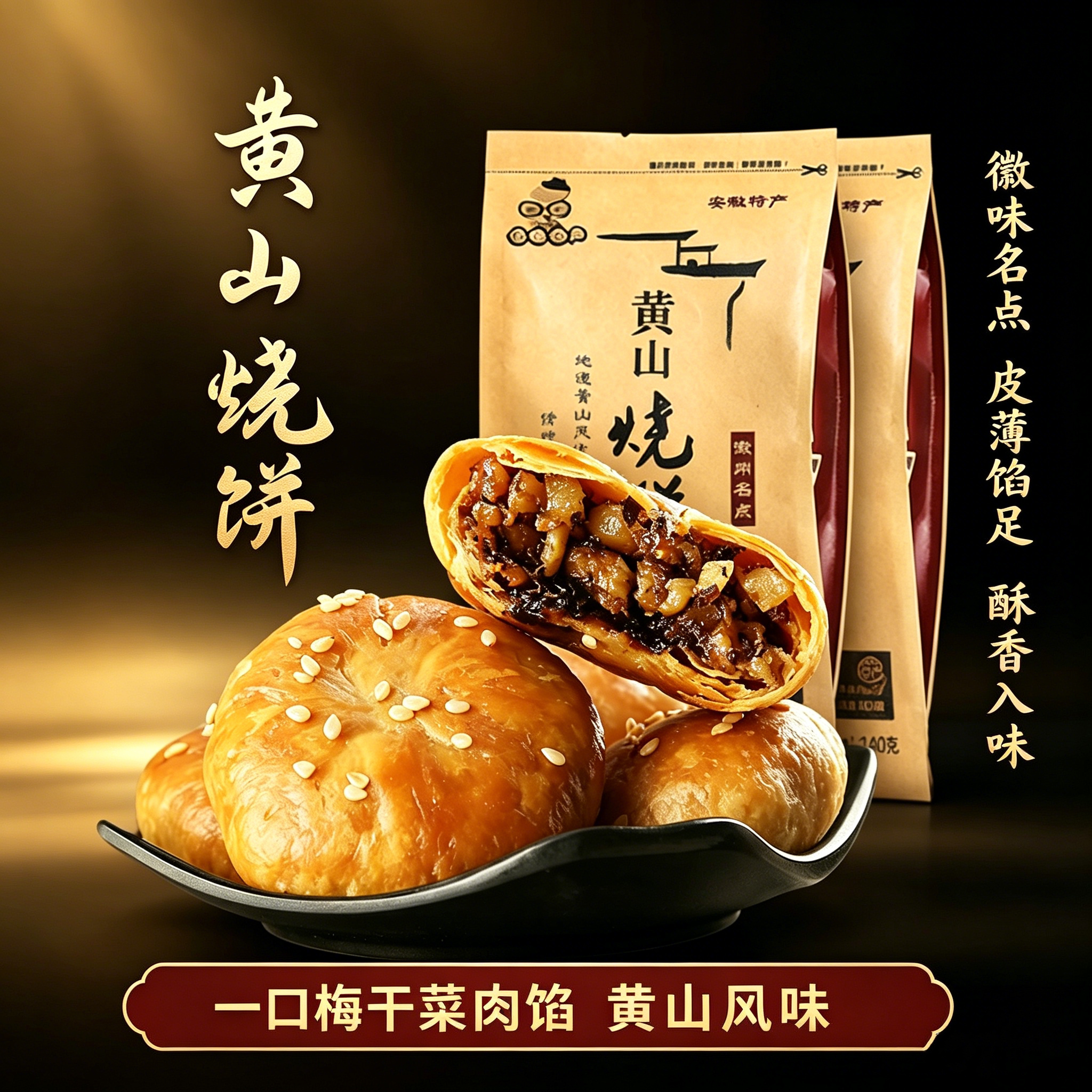 黄山烧饼梅干菜扣肉酥饼袋装分享装特产日常解馋下午茶糕点点心