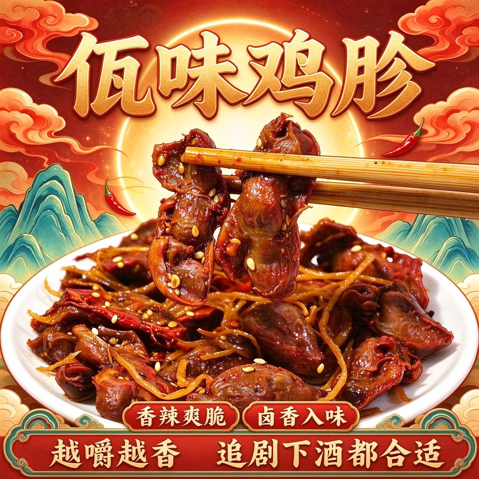 云南佤味鸡胗麻辣熟食网红款