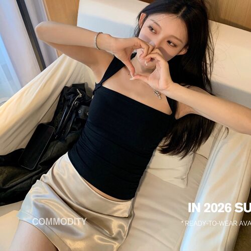 SUNONEONE 方领修身显瘦条纹打底吊带背心女春季新款辣妹收腰上衣