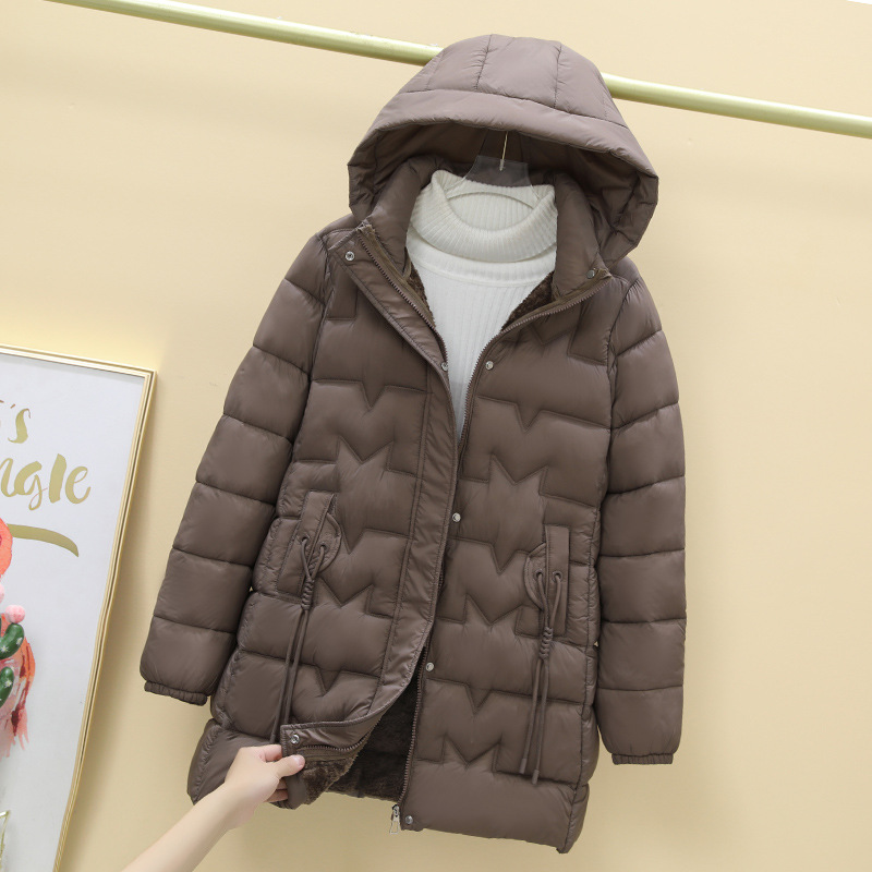 羽绒棉服女2025新款中长款洋气修身妈妈棉衣爆款减龄棉袄连帽外套