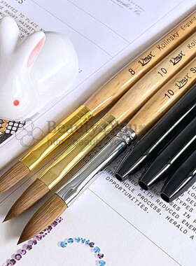 台湾进口U‘max悠曼美甲水晶指甲木杆纯貂毛笔延长甲水晶笔(半圓)