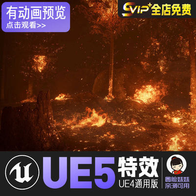 UE5虚幻4 森林大火火焰火灾蔓延着火 Forest Fire