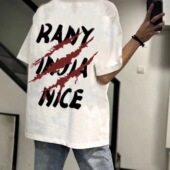 ins半袖 T恤男女宽松夏季 潮流痞帅上衣男 高街潮牌字母印花短袖 美式