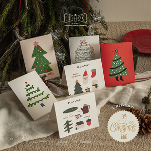 纸象公园圣诞贺卡新年祝福通用祝福原创设计可爱插画风格 卡片信封