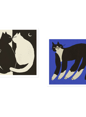 ANNA 丹麦设计Eniko Katalin Eged猫咪插画海报 北欧客厅餐厅卧室