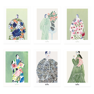 ANNA丹麦设计La 饰画 Poire小清新水彩人物艺术海报北欧客厅卧室装