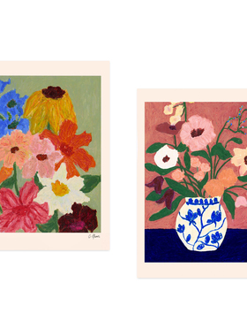 ANNA 丹麦设计Carla Llanos法式花卉海报 北欧客厅餐厅卧室装饰画