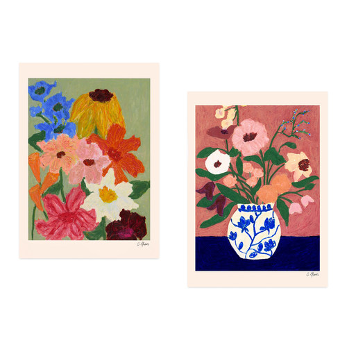 ANNA 丹麦设计Carla Llanos法式花卉海报 北欧客厅餐厅卧室装饰画