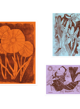 ANNA丹麦设计Birthe Janssens花卉抽象艺术海报 北欧客厅卧室餐厅