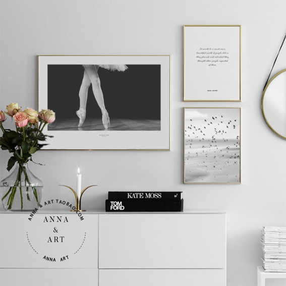 北欧anna 小芭蕾舞者黑白摄影海报高清微喷进口艺术纸画芯装饰画