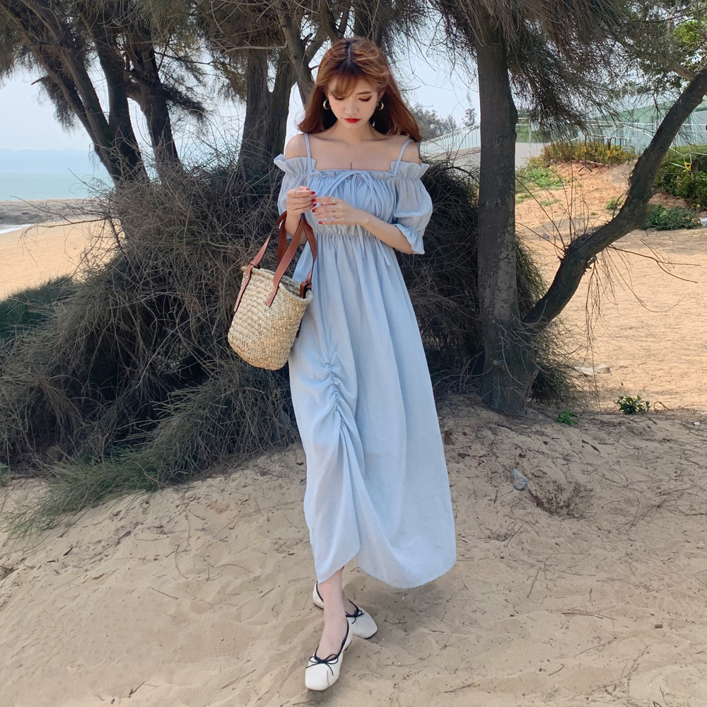 Real price - pure desire bubble sleeve cute ear edge baby dress