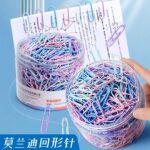 回形针办公用品曲别针大号文件书签回型针收纳盒文具不锈钢u型针