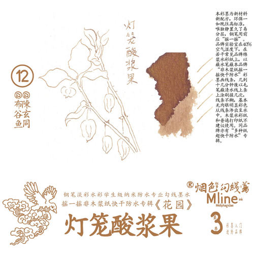 烟色勾线莺钢笔淡彩墨适用纯棉浆纸《花园》防水速干