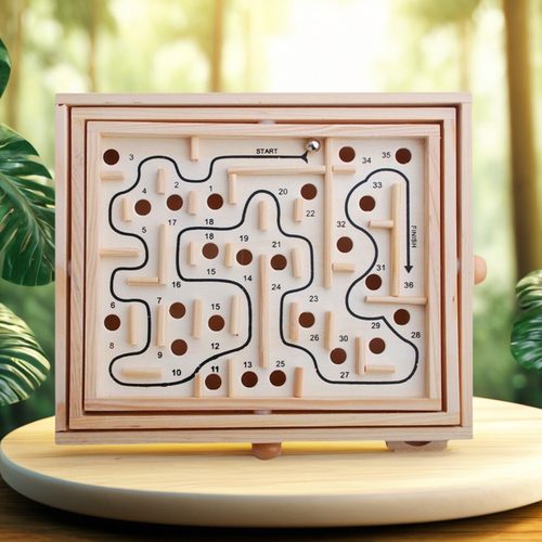 木质轨道运球迷宫游戏儿童早教具益智玩具训练平衡能力手眼协调