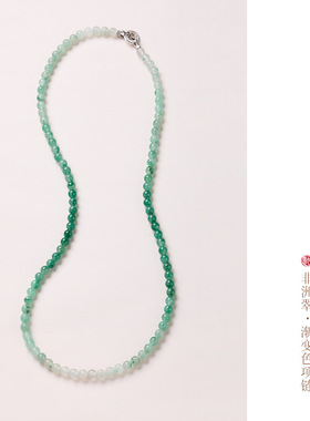 源头工厂天然8mm非洲翠项链女渐变色冰飘感玉石项链