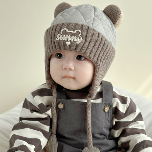 秋冬宝宝帽子冬季男童毛线帽冬天