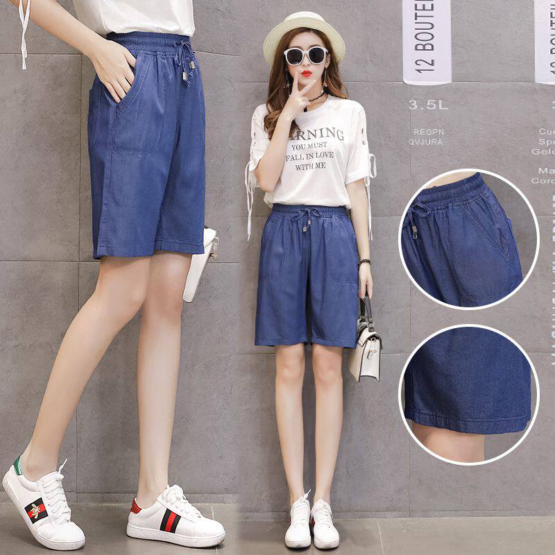 牛仔短裤女夏2018新款宽松休闲热裤大码胖MM阔腿裤百搭五分运动裤|msdalam kategori Butik wanita / wanita, seluar, seluar santai - dari Buy2taobao.com untuk memberikan perkhidmatan ejen Taobao profesional membeli