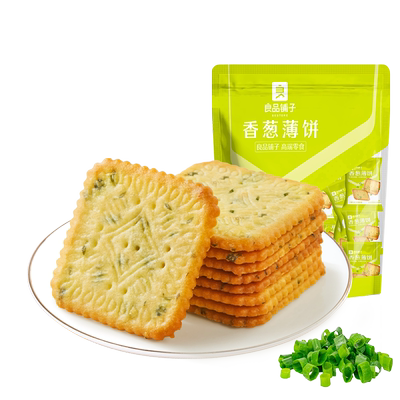 【149元任选17件】良品铺子香葱薄饼300g可可薄饼酥脆饼干零食