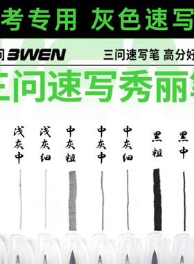 三问秀丽笔黑笔签字笔灰色笔美术生专用防水速干可加墨速写线稿