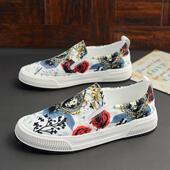 印花乐福鞋 欧洲站一脚蹬男鞋 潮休闲布鞋 春秋透气套脚鞋 懒人帆布鞋