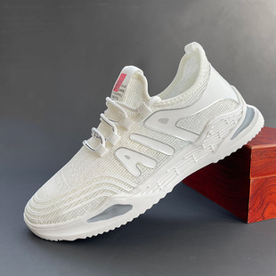 2025新款夏季男鞋运动休闲男士跑步网面鞋透气休闲飞织网眼鞋椰子