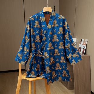 双面双穿真丝香云纱花萝女外套桑蚕丝中长款道袍宽松V领系带上衣