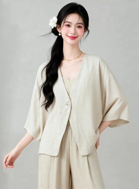 桑蚕丝丝绢丝衬衣蝙蝠袖短款西装女气质通勤裸领外套