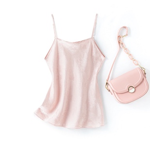 真丝调节吊带背心女内搭打底夏季 桑蚕丝花萝一字领外穿上衣潮 新款