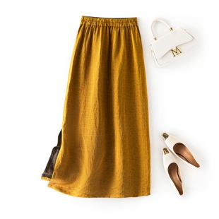 双穿桑蚕丝长裙真丝香云纱金龟缎开叉半身裙包臀裙松紧腰一步裙