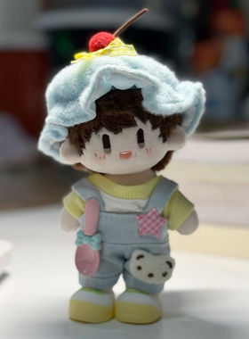 周深周可可棉花娃娃10cm16cm可爱樱桃蓝色小点心背带裤娃衣套装